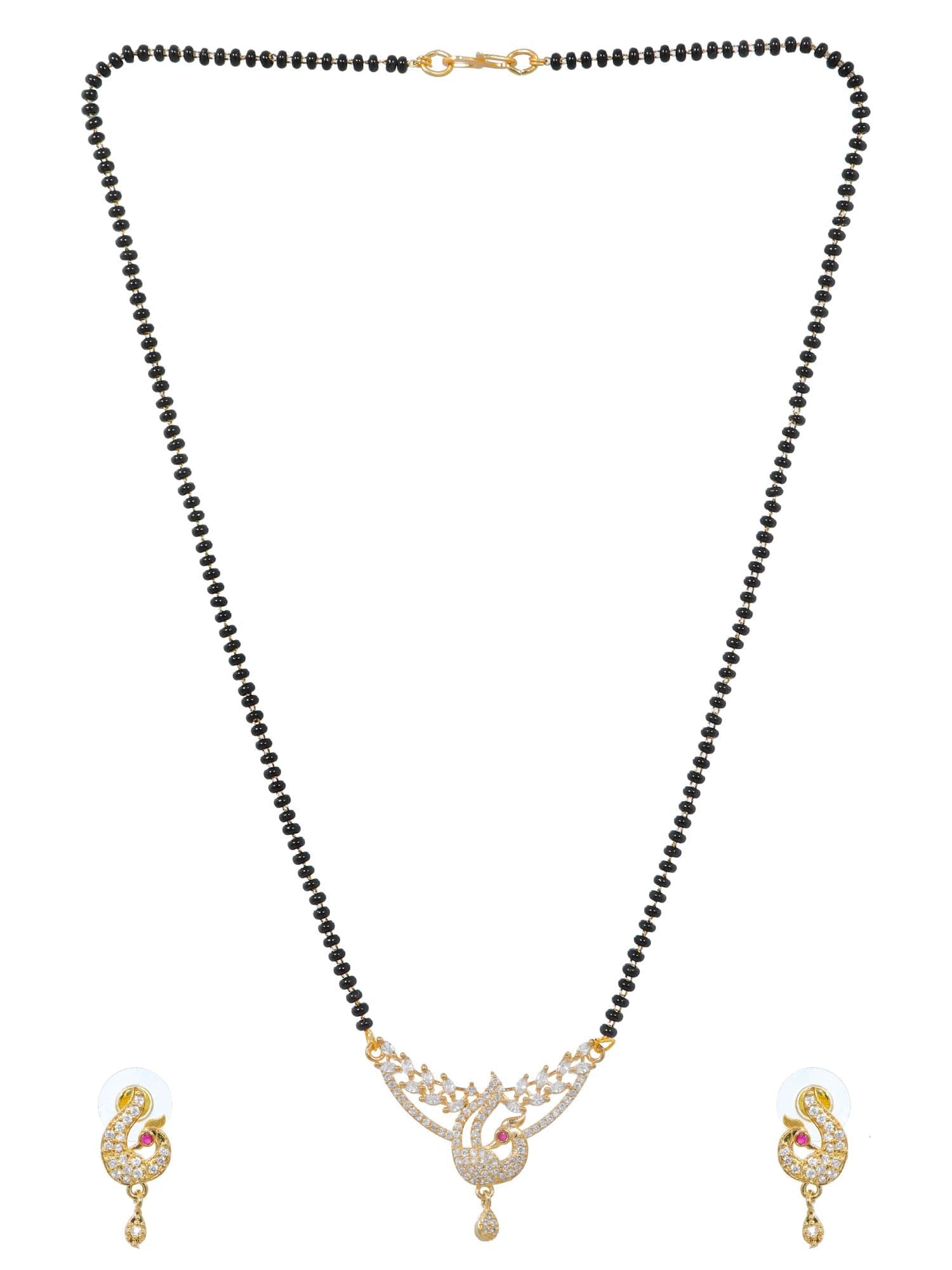 Peacock Preen AD Mangalsutra with Earrings Set – Fancy Jewellery Gift for Women