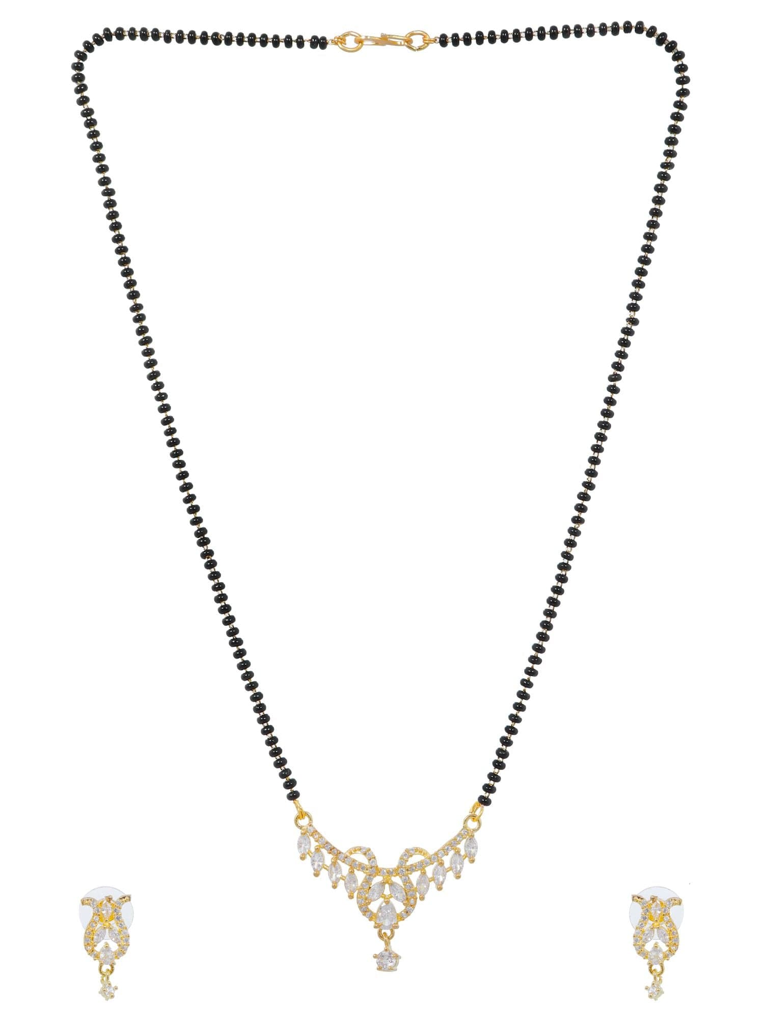 Elegant Black Beaded Mangalsutra Set with Earrings for Brides | Latest Indian Jewellery