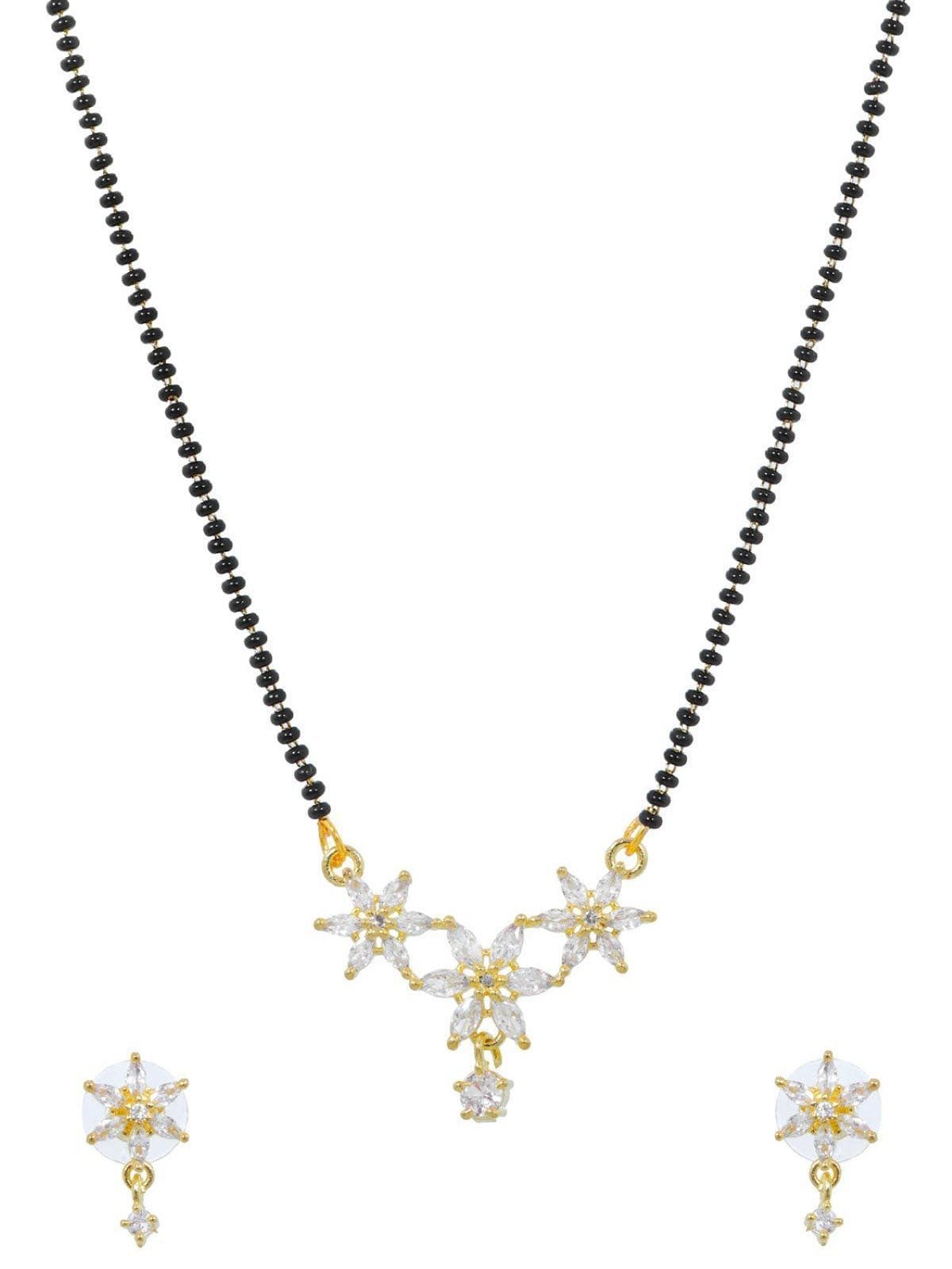 Beaded Charm: Splendid Flower Design Mangalsutra Set for Women