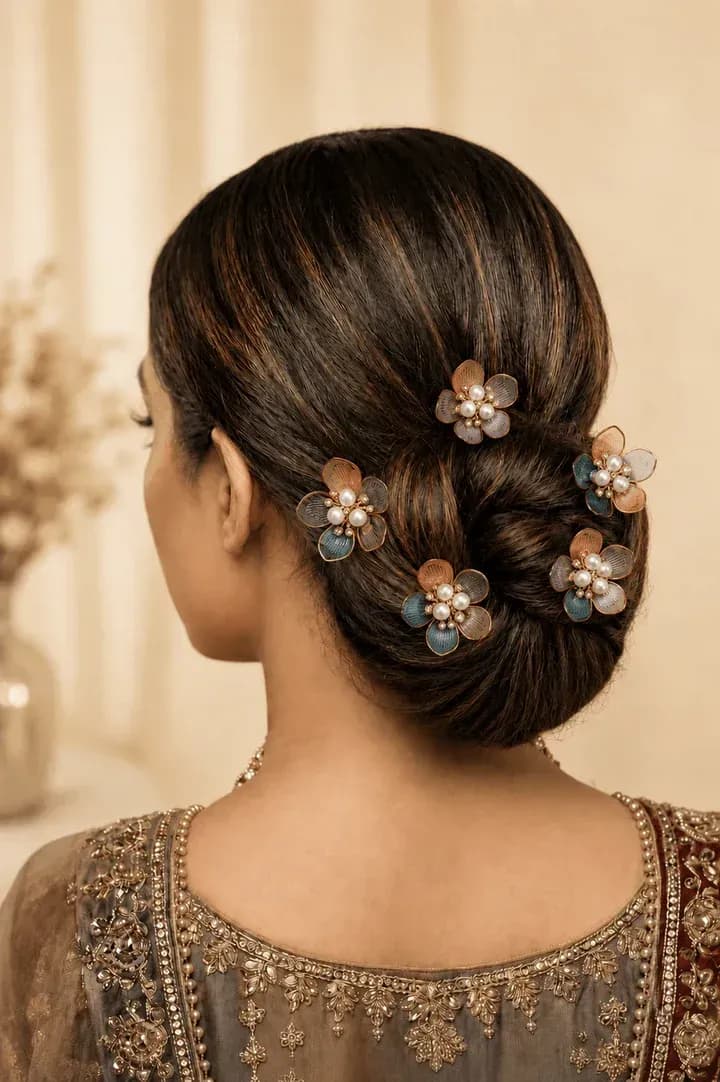 Blooming Elegance - Multicolored Acrylic Hair Pin, Floral Wedding Essential